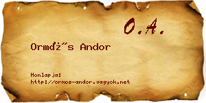 Ormós Andor névjegykártya